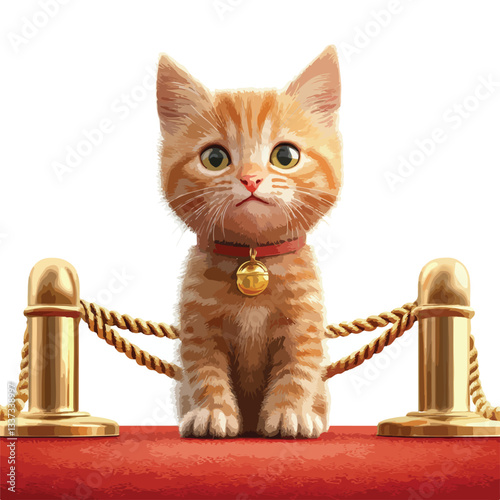 Luxurious 3D Red Carpet With Golden Stand Illustration