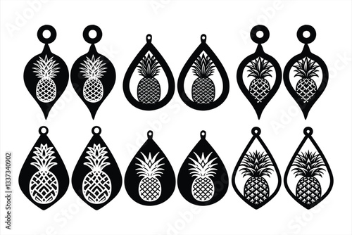Pineapple Earrings Template Svg Bundle