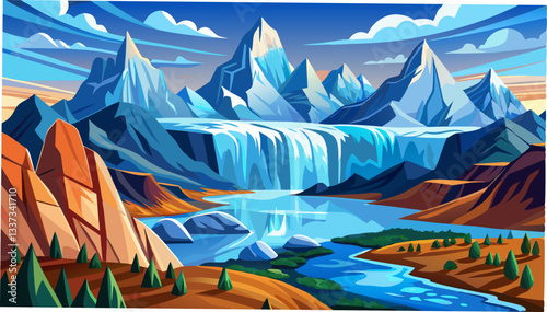 Perito Moreno Glacier, the most beautiful glaciers in the world. Located in Patagonia, Argentina. Travel Destination. Global Warming.