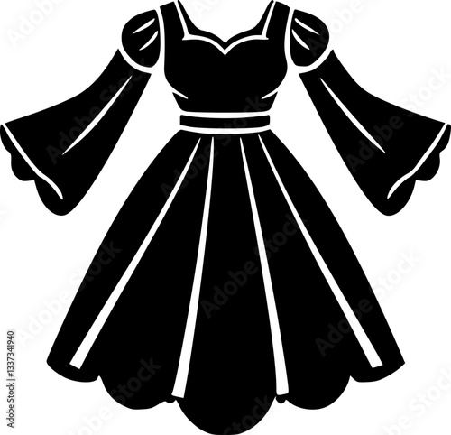 Monochrome dress illustration black and white fashion design clothing textile apparel style elegant stylish pattern art wallpaper graphic