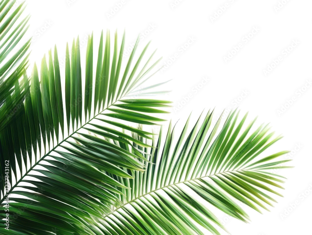 Fototapeta premium coconut palm tree leaves isolated on transparent or white background, png 