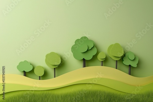 Paper composition with green trees on the theme of ecology and nature