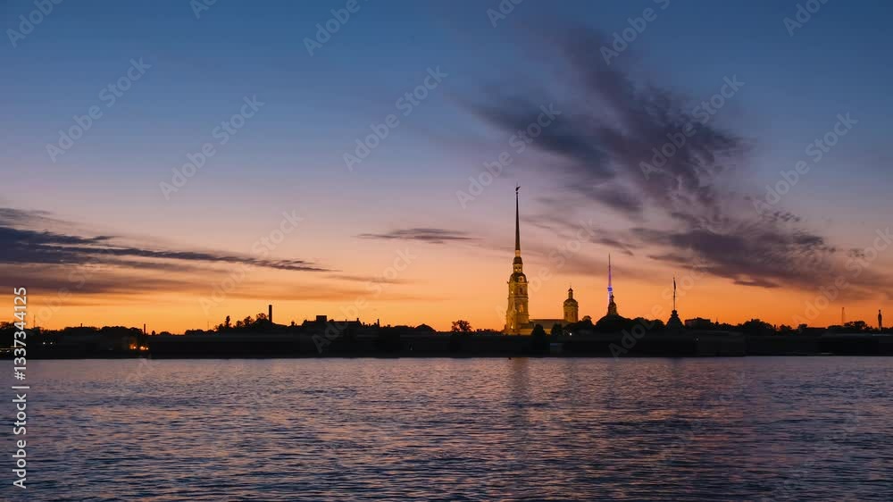 View of the spire of the Peter and Paul Fortress in St. Petersburg