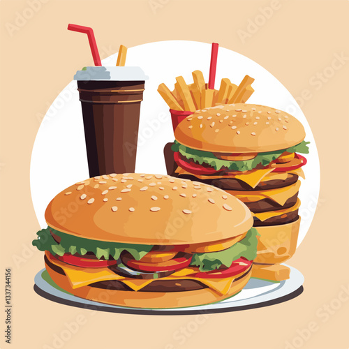fastfood, fast, snack, meal, food, lunch, burger, dinner, background, delicious, meat, american, menu, unhealthy, restaurant, isolated, cheeseburger, junk, set, hamburger, fat, sandwich, tasty, eat, c