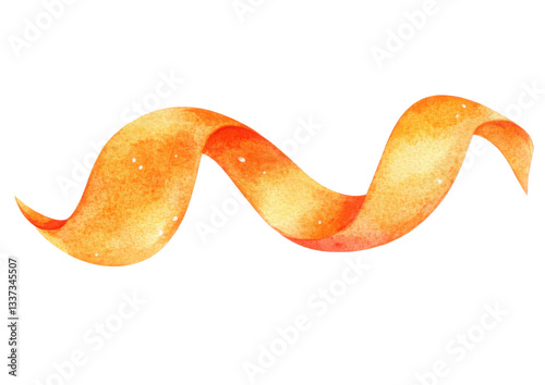 Hand drawn orange peel. Holiday fruit clipart for design. Orange painting watercolor on isolated background 
