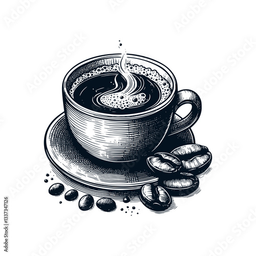 Cup of Coffee with Beans