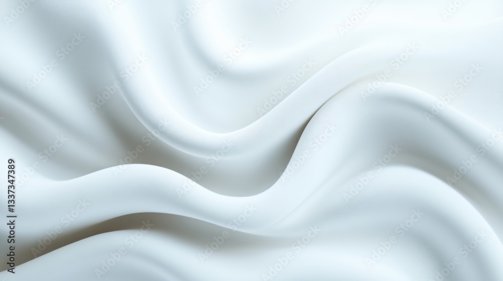 Obraz premium Soft white fabric draping, smooth texture with gentle waves, ideal for fashion design or elegant backgrounds.