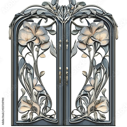 Close-up Ornate Double Doors Design Detail