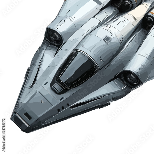 Close-Up View Spaceship Metal Exterior