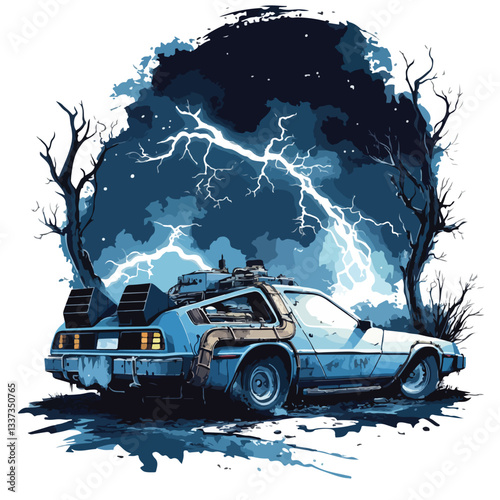 Damaged Blue Time Machine from Movie Back