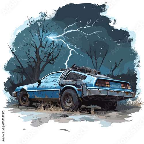 Damaged Blue Time Machine from Movie Back