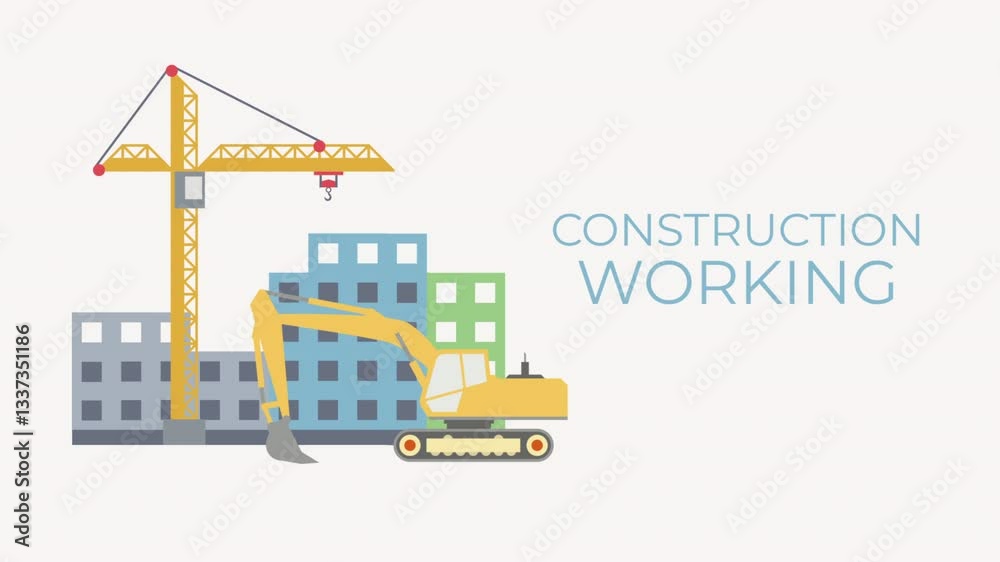 Construction Work and Building Development - Industry Illustration Construction Work and Building Development - Industry Illustration