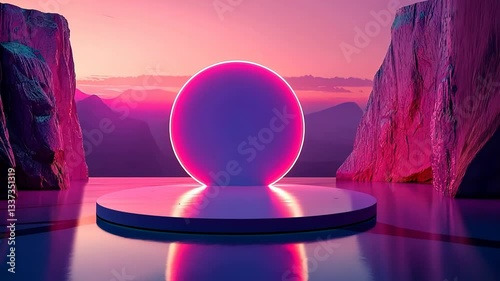 Sunset podium with circle