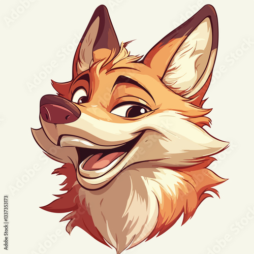 Mischievous Cartoon Fox Grinning Cunningly - Adobe Stock Photo
