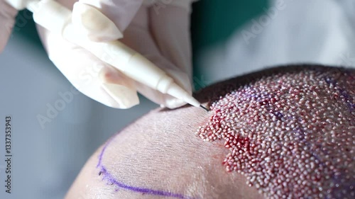 close up of a man holding a syringe