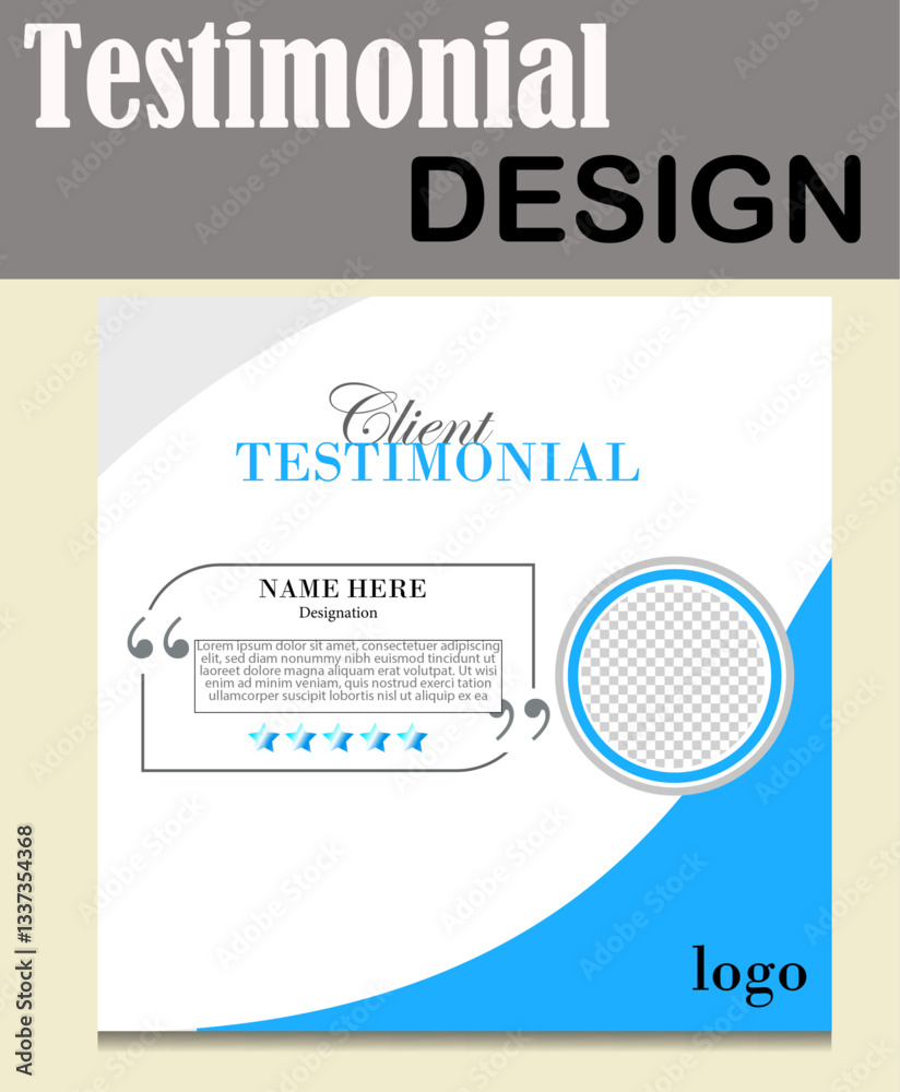 Obraz premium New client testimonial design, Client feedback, Customer review, Performance review, Client remark, Task rating. Social media post banner.