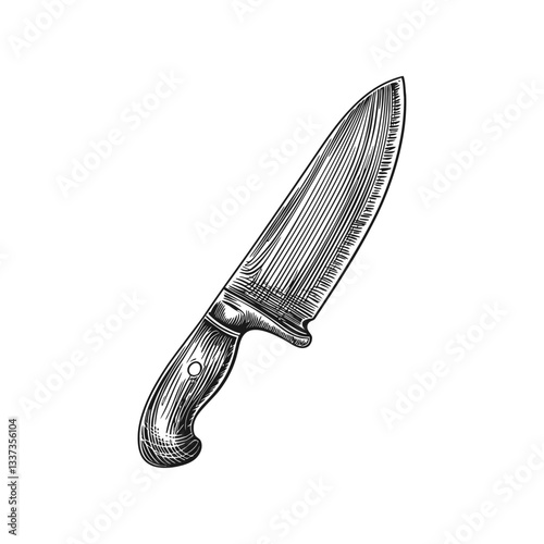 Vintage Engraved Kitchen Knife with Detailed Handle Design
