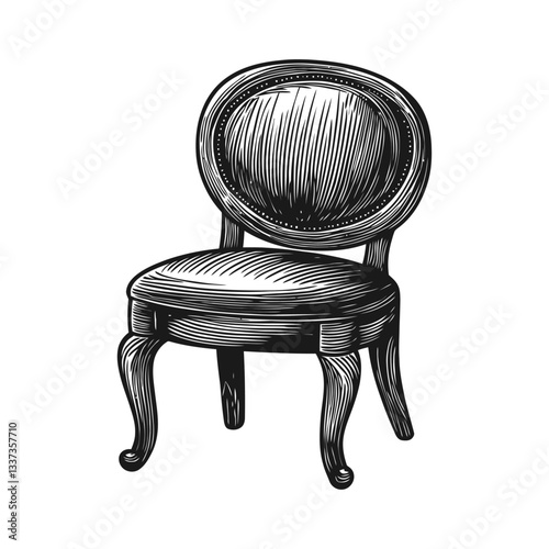 Vintage Engraving of a Classic Round Back Chair Design
