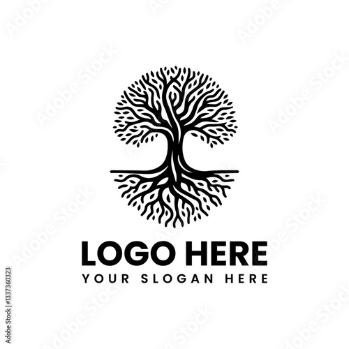 Stylized tree of life vector graphic. Symbolic nature design
