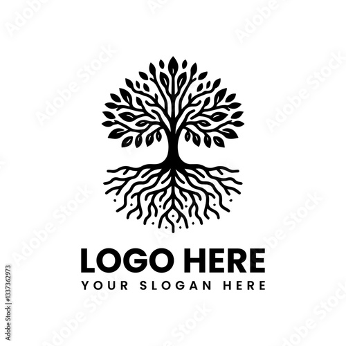 Stylized tree of life vector graphic. Symbolic nature design
