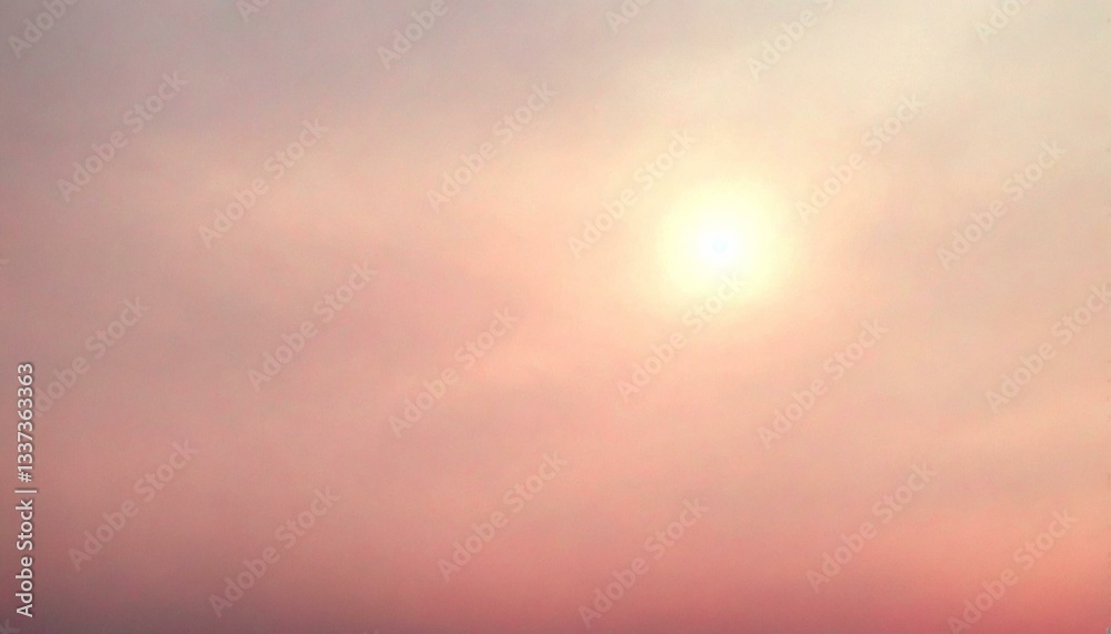 Fototapeta premium Serene Sunset with Bright Sun and Pink Clouds