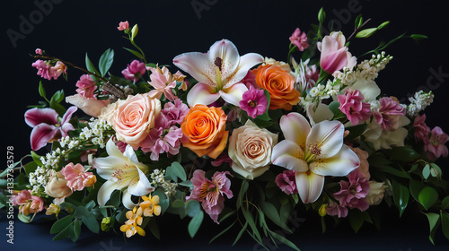 Exquisite floral arrangement featuring fresh, vibrant roses and delicate lili accents for truly elegant displays