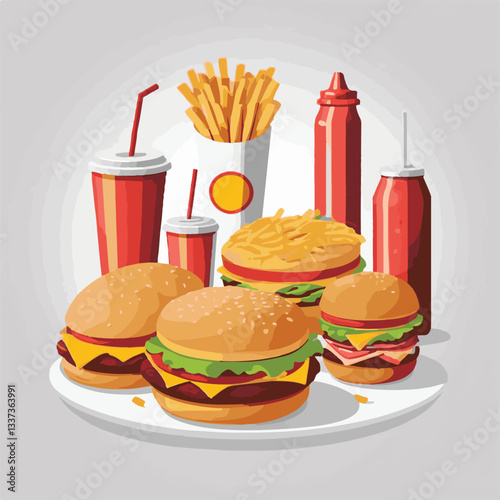fastfood, fast, snack, meal, food, lunch, burger, dinner, background, delicious, meat, american, menu, unhealthy, restaurant, isolated, cheeseburger, junk, set, hamburger, fat, sandwich, tasty, eat, c