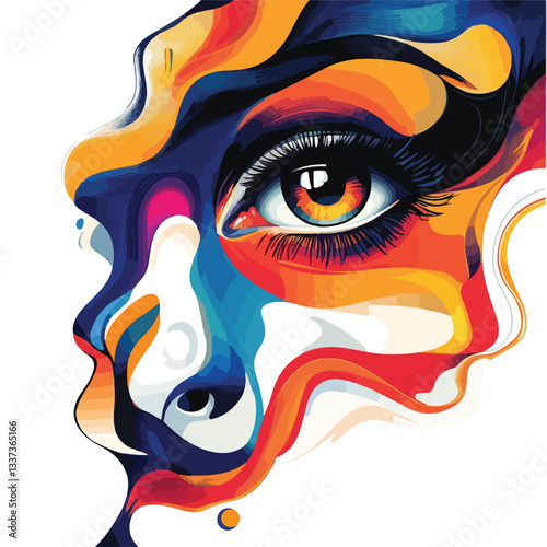Elegant Abstract Artistic Poster with Eyes Fluid Art Vector Illustration