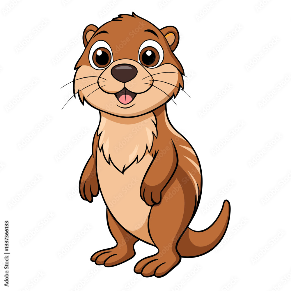 Fototapeta premium a cute cartoon otter standing upright, with a friendly expression and adorable details
