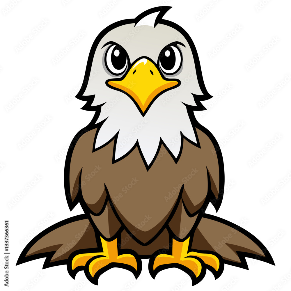 Obraz premium a bold, illustrated eagle sitting with an alert expression, perfect for representing power, freedom, and strength