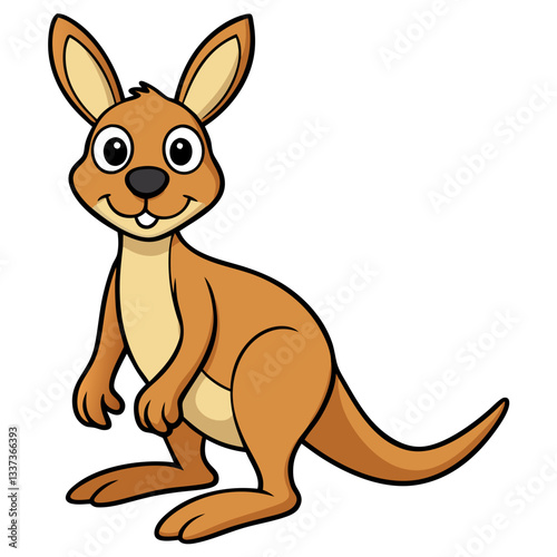 a cute kangaroo smiles with joy and stands upright