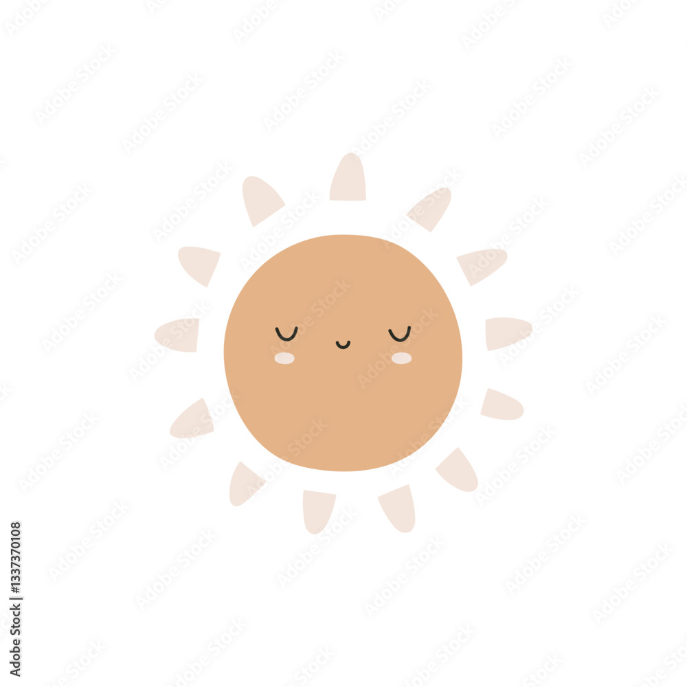 Obraz premium Hand Drawn Boho sun. Naive cute sun, vector illustration. Illustration for nursery