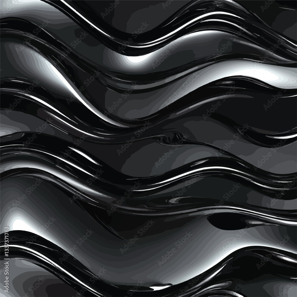 Obraz premium Elegant Abstract Dark Shiny Metallic Surface with Wavy Effect