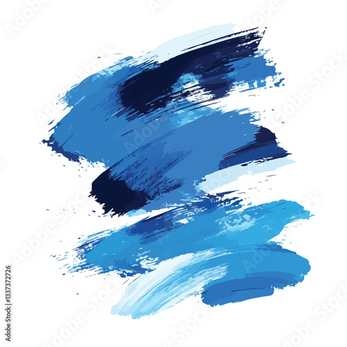 Vibrant Abstract Expressionist Artwork with Bold Blue Brush Strokes