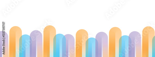 Colorful Rounded Vertical Bars Abstract Background on White background with copy space