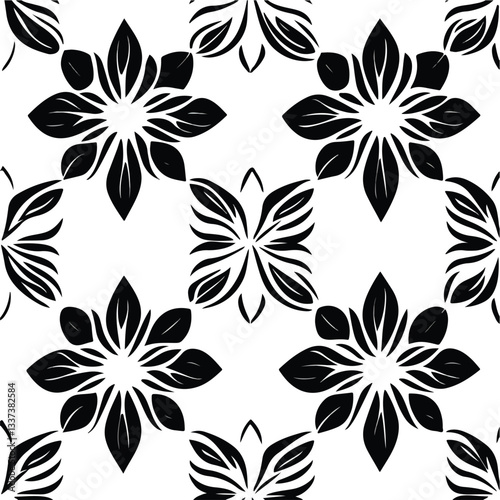 Abstract Seamless Geometric Florals Pattern Background