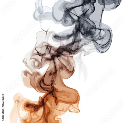 Abstract Smoke Art Print in Warm Brown and Grey