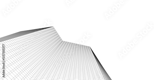 Minimalist Wireframe Skyscrapers – Abstract Architectural Perspective 