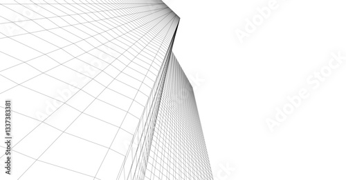 Minimalist Wireframe Skyscrapers – Abstract Architectural Perspective 
