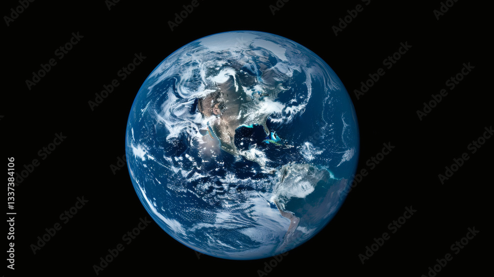 Breathtaking Full View of Planet Earth from Space with Vivid Oceans, Swirling Clouds, and a Glowing Atmosphere Against the Deep Black Cosmos Breathtaking Full View of Planet Earth from Space with Vivid Oceans, Swirling Clouds, and a Glowing Atmosphere Against the Deep Black Cosmos