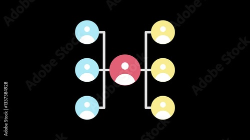 Organization illustration animation 4k motion looping on black background