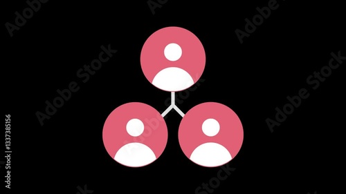  Team illustration animation 4k motion looping on black background