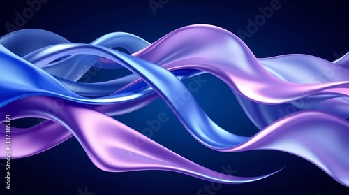 Futuristic Abstract Art – Glossy Intertwining Ribbons in Metallic Blue and Purple with Fluid Motion on a Dark Background