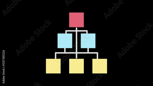 Scheme illustration animation 4k motion looping on black background
