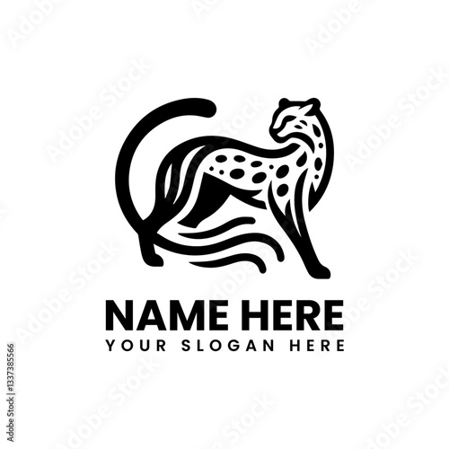 Stylized cheetah head vector graphic. Wildlife animal design