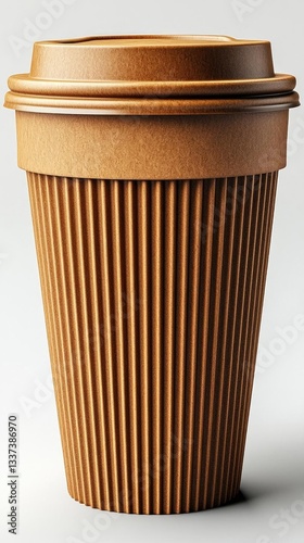 Wallpaper Mural Brown paper coffee cup with ribbed texture, isolated on white background, ideal for beverage photography Torontodigital.ca