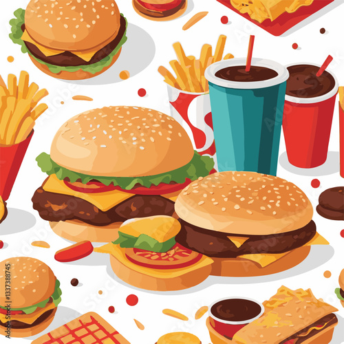 fastfood, fast, snack, meal, food, lunch, burger, dinner, background, delicious, meat, american, menu, unhealthy, restaurant, isolated, cheeseburger, junk, set, hamburger, fat, sandwich, tasty, eat, c
