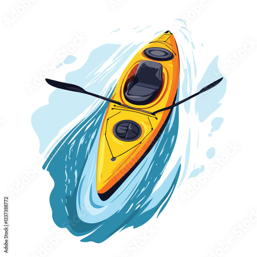 Aerial Top View of Extreme Kayak Sailing in Mountain Lake