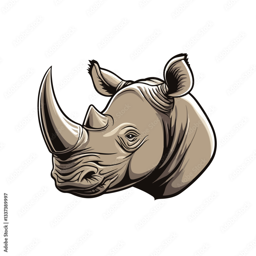 Fototapeta premium African Savannah Rhinoceros Head Vector Illustration