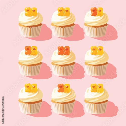 Vibrant Cupcake Assortment with Yellow Toppings for Celebrations